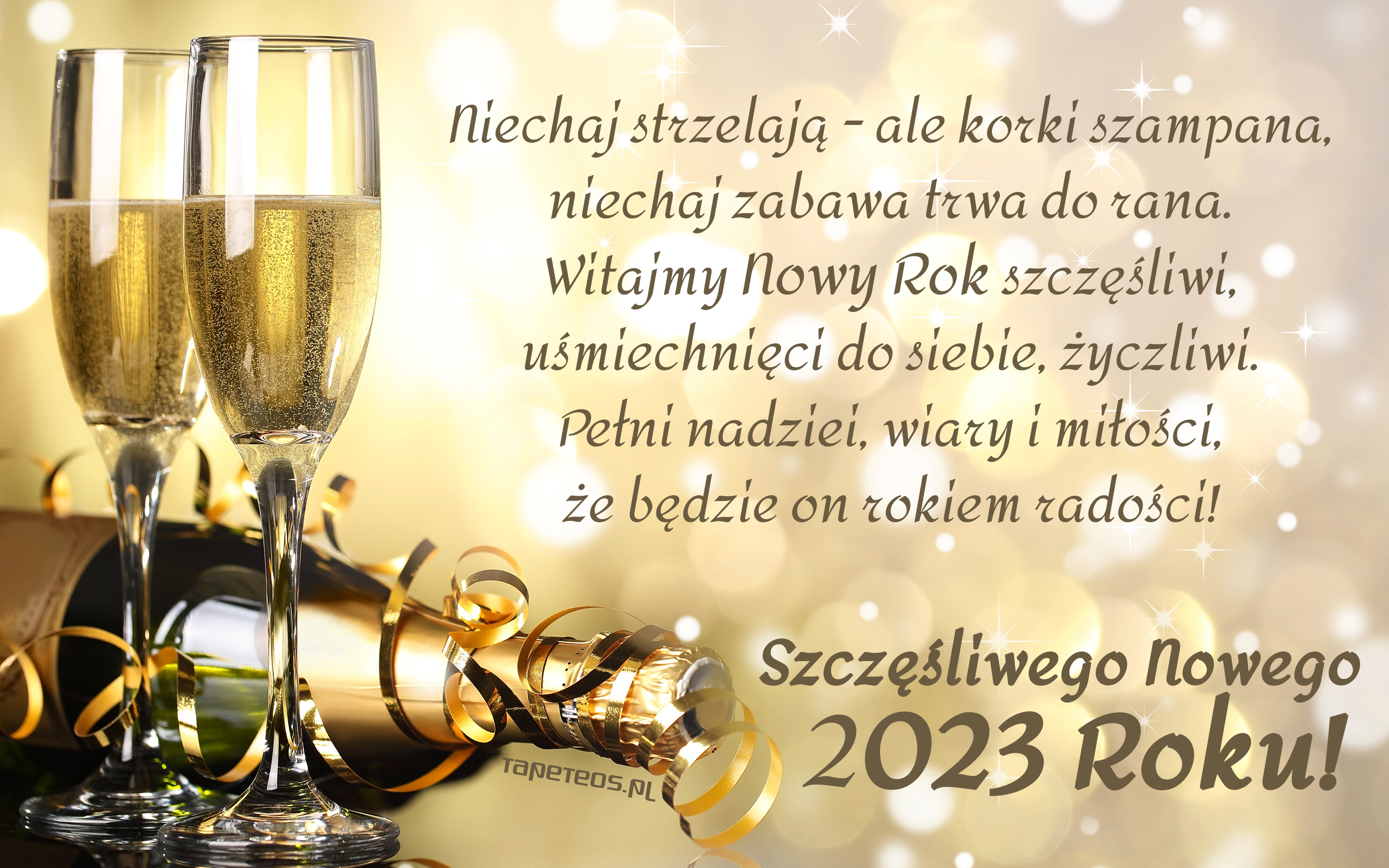 Sylwester, Nowy Rok, New Year 1168 Zyczenia na Nowy 2023 Rok, Szampan, Kieliszki, Niechaj strzelaja ...