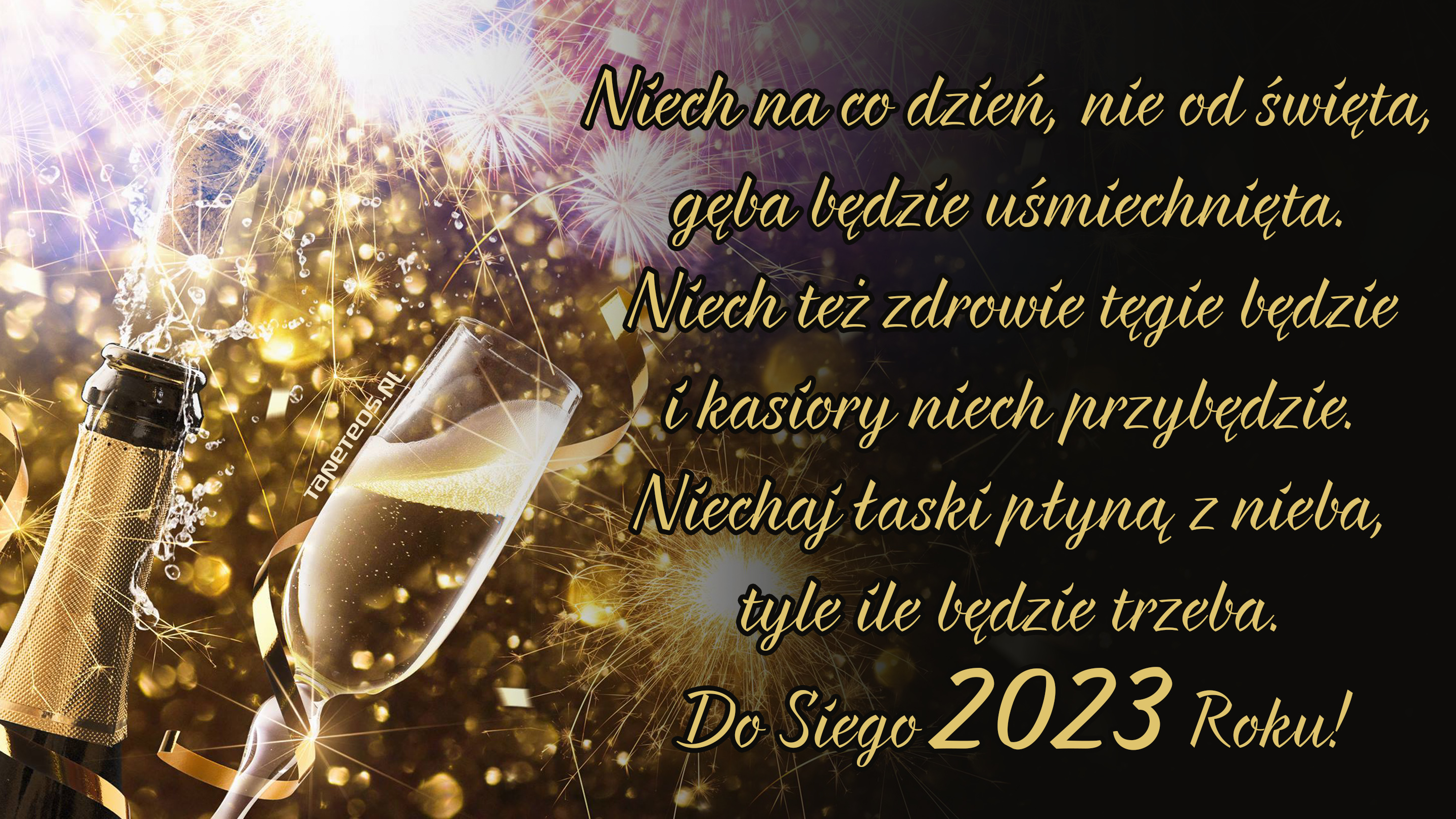 Sylwester, Nowy Rok, New Year 1182 Szampan, Kieliszek, Fajerwerki, Zyczenia Noworoczne 2023, Niech na co dzien ...