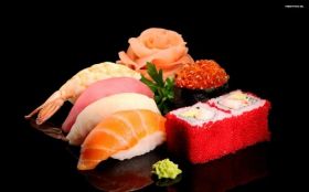 Sushi 008 Nigari, Kawior, Ryby, Krewetki, Wasabi