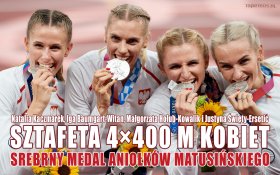 Igrzyska Olimpijskie Tokio 2020 041 Natalia Kaczmarek, Iga Baumgart-Witan, Malgorzata Holub-Kowalik i Justyna Swiety-Ersetic - Sztafeta 4x400 m kobiet - Srebrny Medal