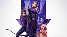 Hawkeye (Serial TV 2021) 012 Jeremy Renner jako Hawkeye (Clint Barton), Hailee Steinfeld jako Kate Bishop, Lucky the Pizza Dog