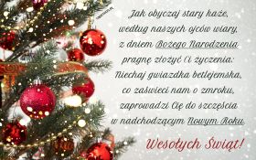 Swieta, Boze Narodzenie, Christmas 2136 Choinka, Bombki, Zyczenia Swiateczne, Jak obyczaj stary kaze ...