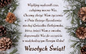 Swieta, Boze Narodzenie, Christmas 2177 Swierk, Szyszki, Zyczenia Swiateczne, Wigilijny nadszedl czas ...