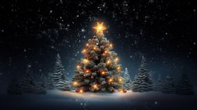 Swieta, Boze Narodzenie, Christmas 2190 Choinki, Snieg, Noc