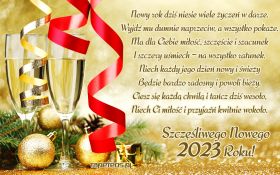Sylwester, Nowy Rok, New Year 1172 Kieliszki Szampana, Bombki, Zyczenia na Nowy 2023 Rok, Nowy rok dzis niesie ...