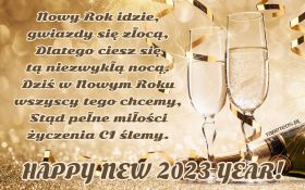 Sylwester, Nowy Rok, New Year 1175 Kieliszki Szampana, Zyczenia na Nowy 2023 Rok, Nowy Rok idzie ...