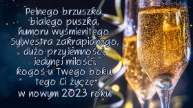 Sylwester, Nowy Rok, New Year 1179 Kieliszki Szampana, Zyczenia na Nowy 2023 Rok, Pelnego brzuszka ...