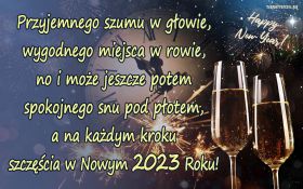 Sylwester, Nowy Rok, New Year 1181 Kieliszki Szampana, Zegar, Fajerwerki, Zyczenia Noworoczne 2023, Przyjemnego szumu w glowie ...