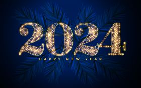 Sylwester, Nowy Rok, New Year 1198 Happy New Year 2024, Vector, Blue