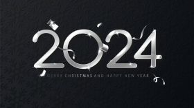 Sylwester, Nowy Rok, New Year 1217 Happy New Year 2024, Vector, Black