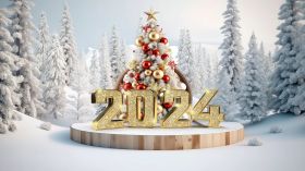 Sylwester, Nowy Rok, New Year 1226 Choinki, Zima, Snieg, 2024 Rok