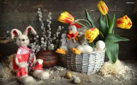 Wielkanoc 504 Koszyczek, Pisanki, Dekoracje, Bazie, Tulipany