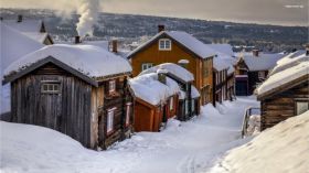 Zima, Winter 227 Wies, Norwegia, Domy, Snieg
