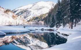 Zima, Winter 240 Tibble Fork Reservoir, Jezioro w Utah, Stany Zjednoczone