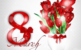 Dzien Kobiet 122 Czerwone Tulipany, Wazon, 8 marca