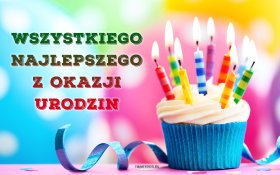 Urodziny, Happy Birthday 098 Babeczka, Swieczki, Zyczenia