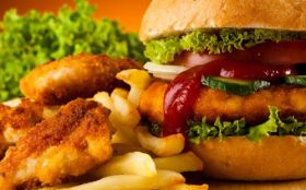 Hamburger 009 Fast food, Frytki, Salata